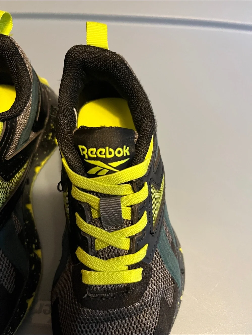 Reebok Kids Black and Neon Yellow Athletic Sneakers